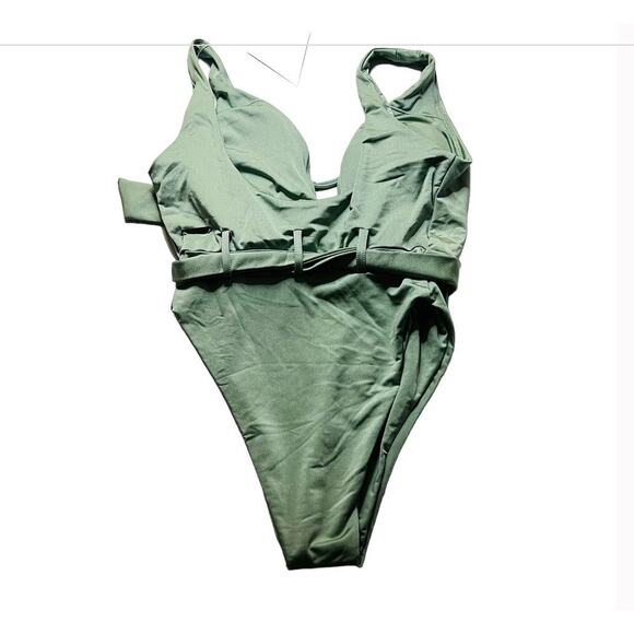 Buffbunny Collection Belted One Piece Swimsuit Size S Small NWT Green - Picture 5 of 7